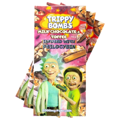 Trippy Bombs Milk & Toffee Chocolate Bar with 6000mg Psilocybin